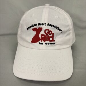 Big Accessories Hat AHA Go Red for Women OSFM White Cotton Adjustable Cap